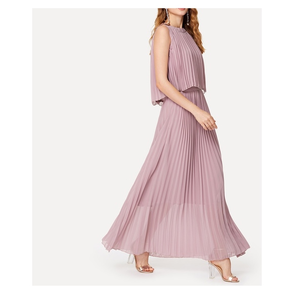 MBM Unlimited Dresses & Skirts - Dusty Pink Sleeveless Pleated Maxi Dress